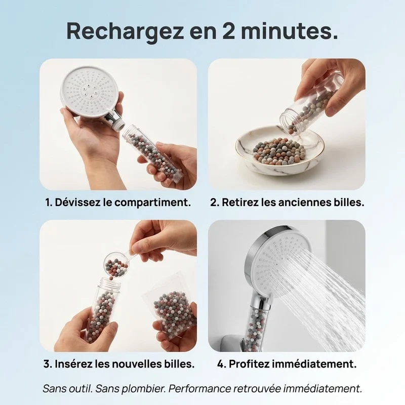 Pommeau de douche à billes effet pluie