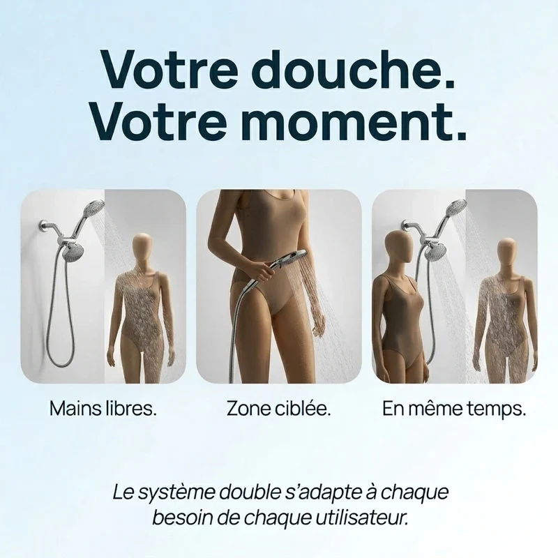 Pommeau de douche double haut débit chrome