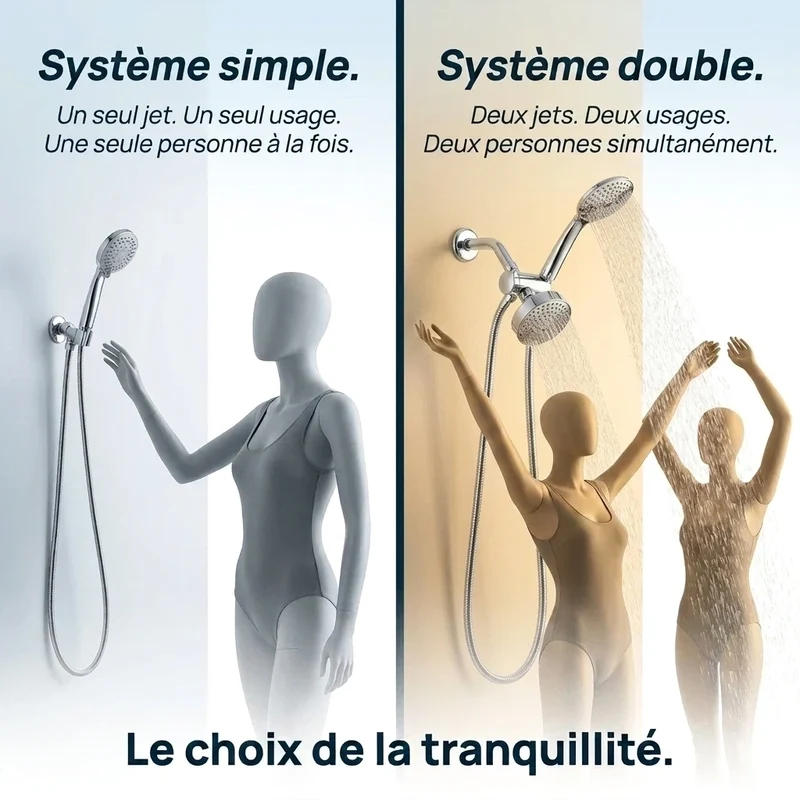 Pommeau de douche double haut débit chrome