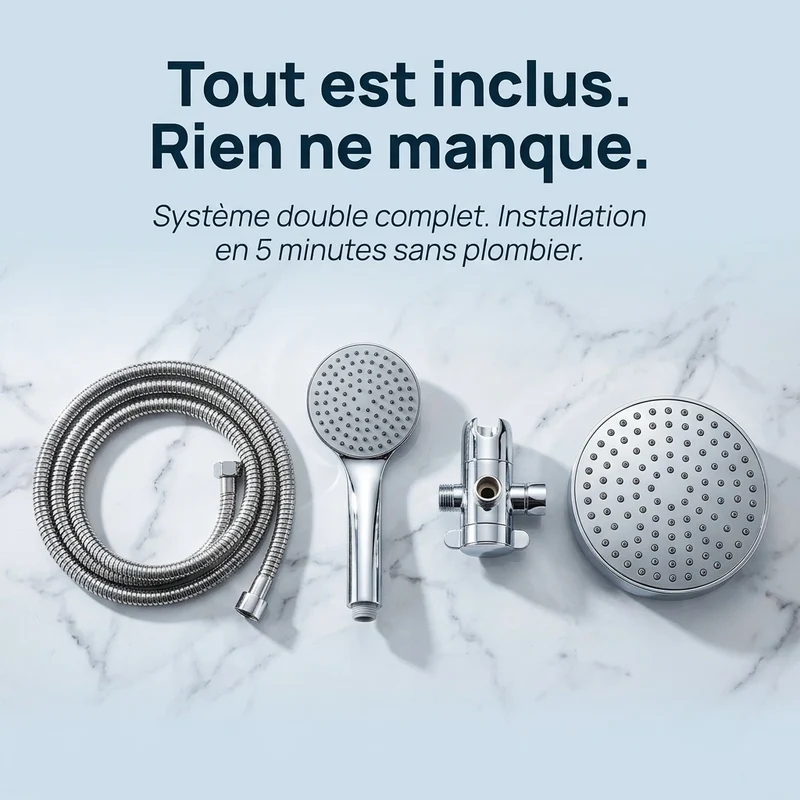 Pommeau de douche double haut débit chrome