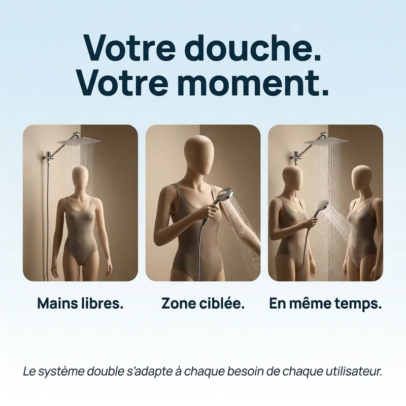 Pommeau de douche double kit complet chrome