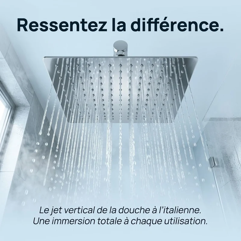 Pommeau de douche italienne carré en acier inoxydable