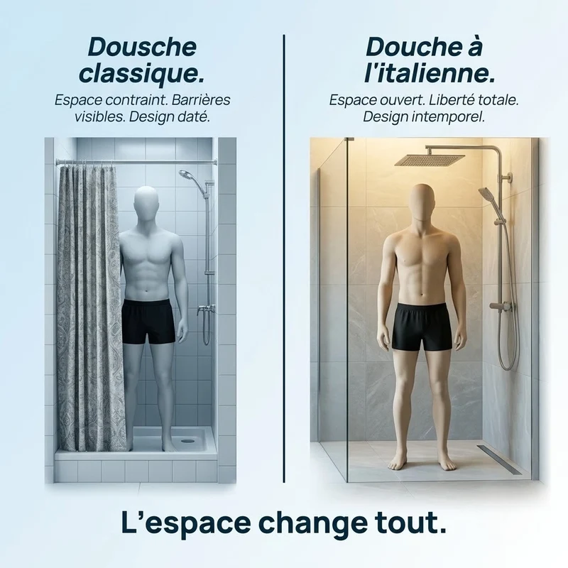 Pommeau de douche italienne carré en acier inoxydable