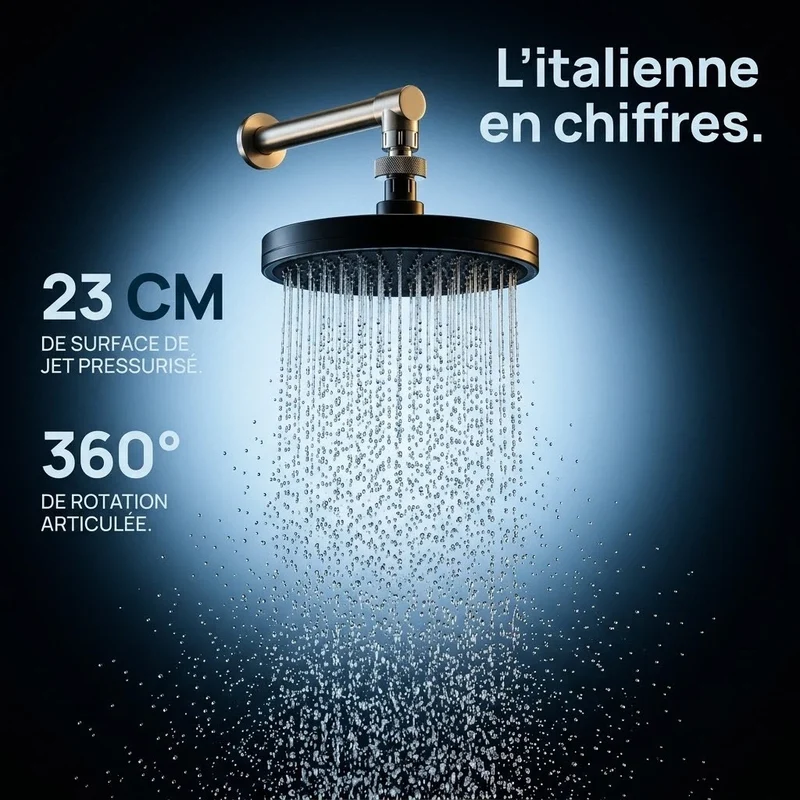 Pommeau de douche italienne noir 6 modes