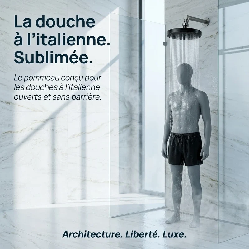 Pommeau de douche italienne noir 6 modes