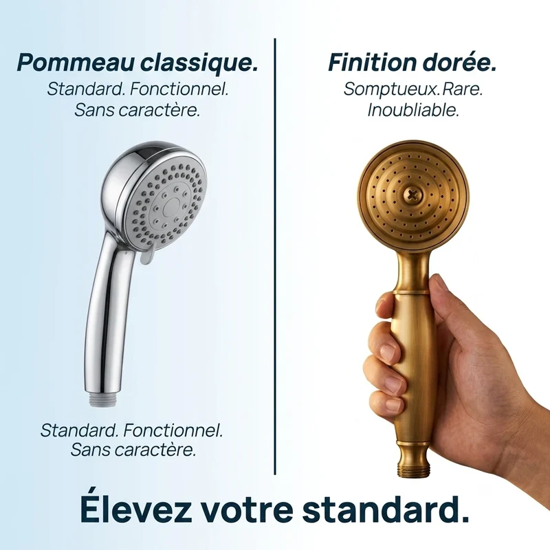 Pommeau de douche doré vintage