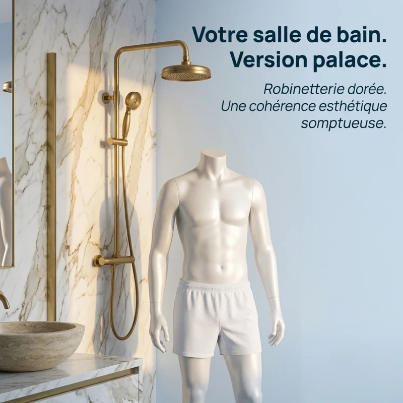 Pommeau de douche doré vintage