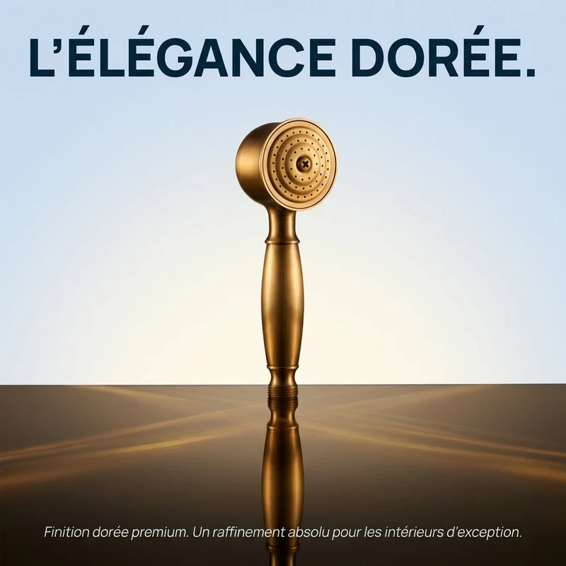 Pommeau de douche doré vintage