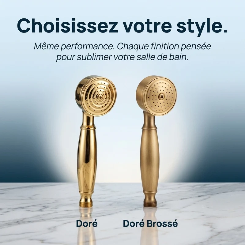 Pommeau de douche doré vintage