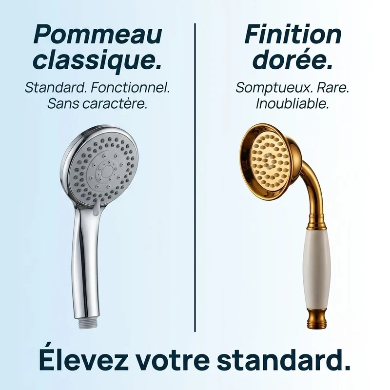 Pommeau de douche doré vintage à buses
