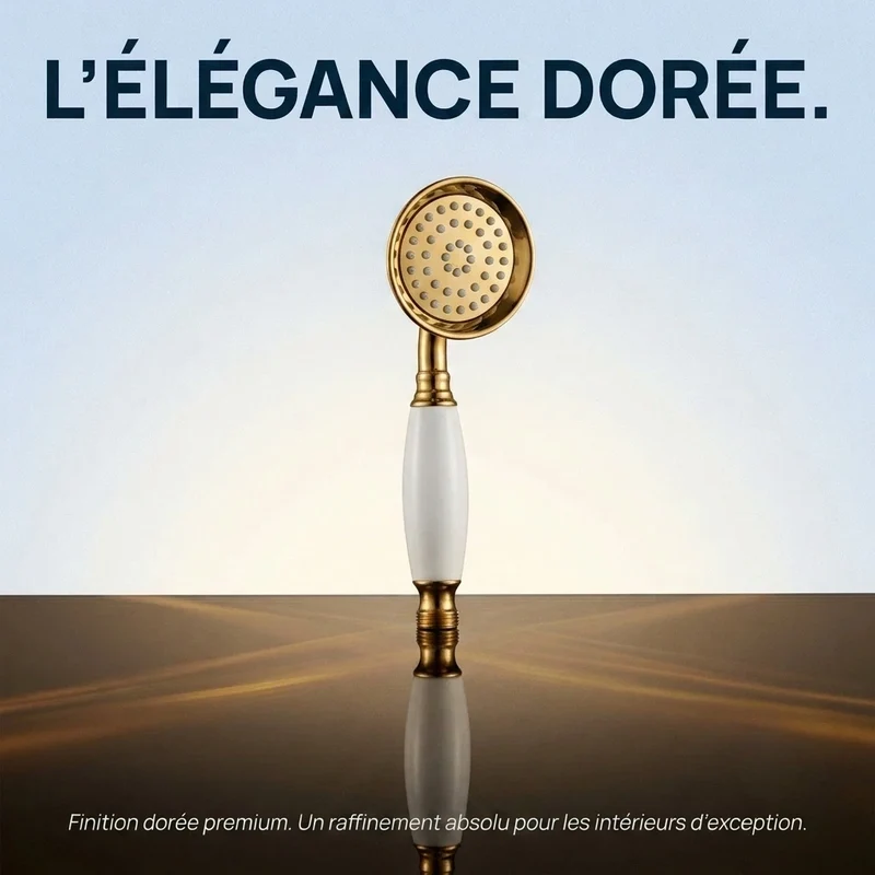 Pommeau de douche doré vintage à buses