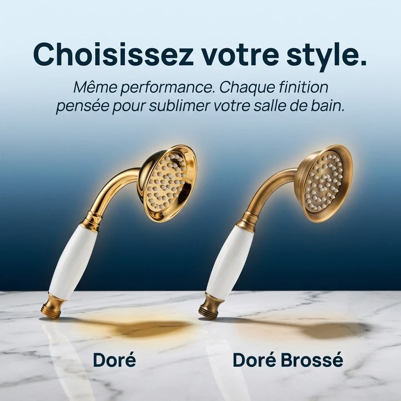 Pommeau de douche doré vintage à buses