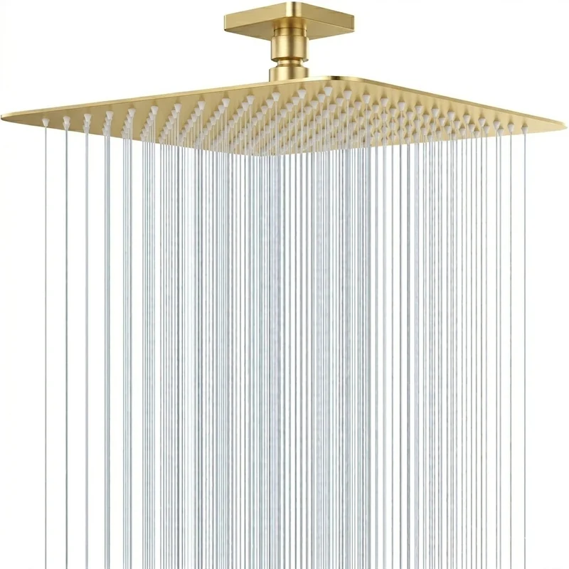 Pommeau de douche doré à cascade