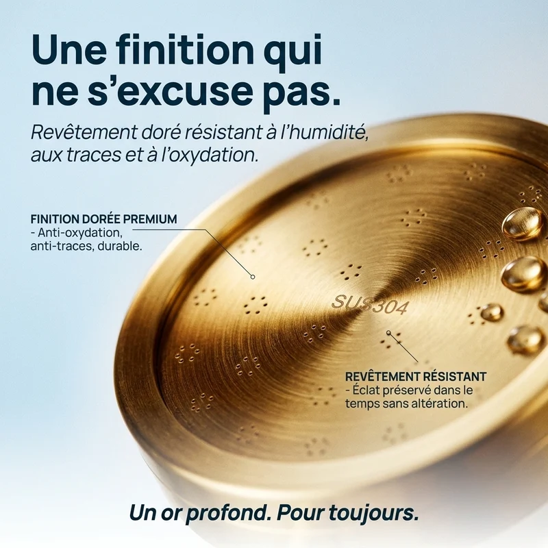 Pommeau de douche doré économie d’eau