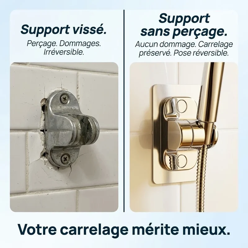 Support de douche auto-adhésif réglable