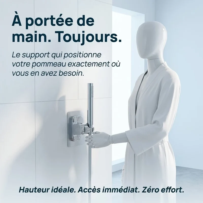 Support de douche auto-adhésif réglable