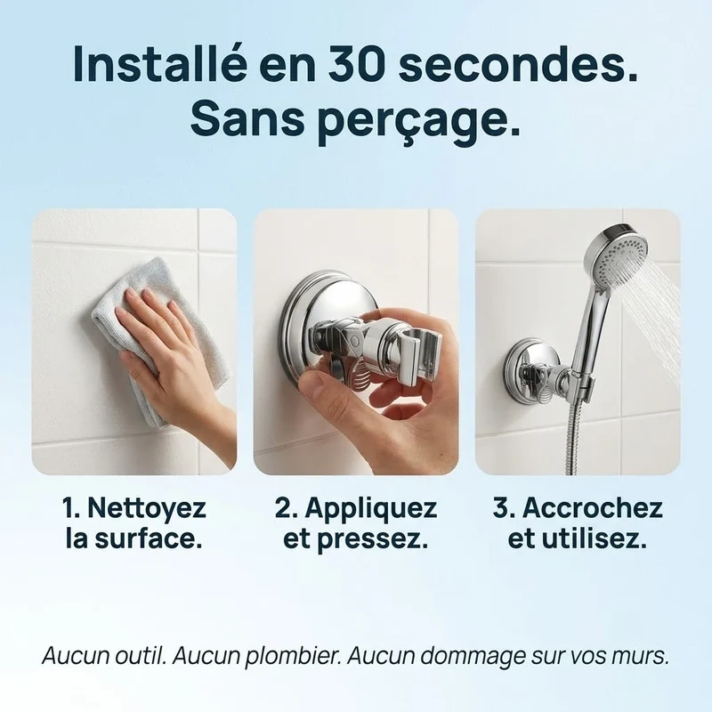 Support de douche à ventouse réglable