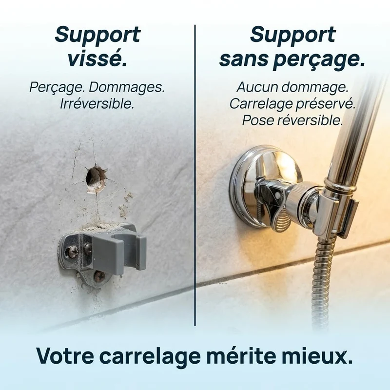 Support de douche à ventouse réglable