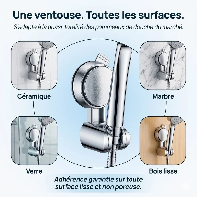 Support de douche à ventouse universel