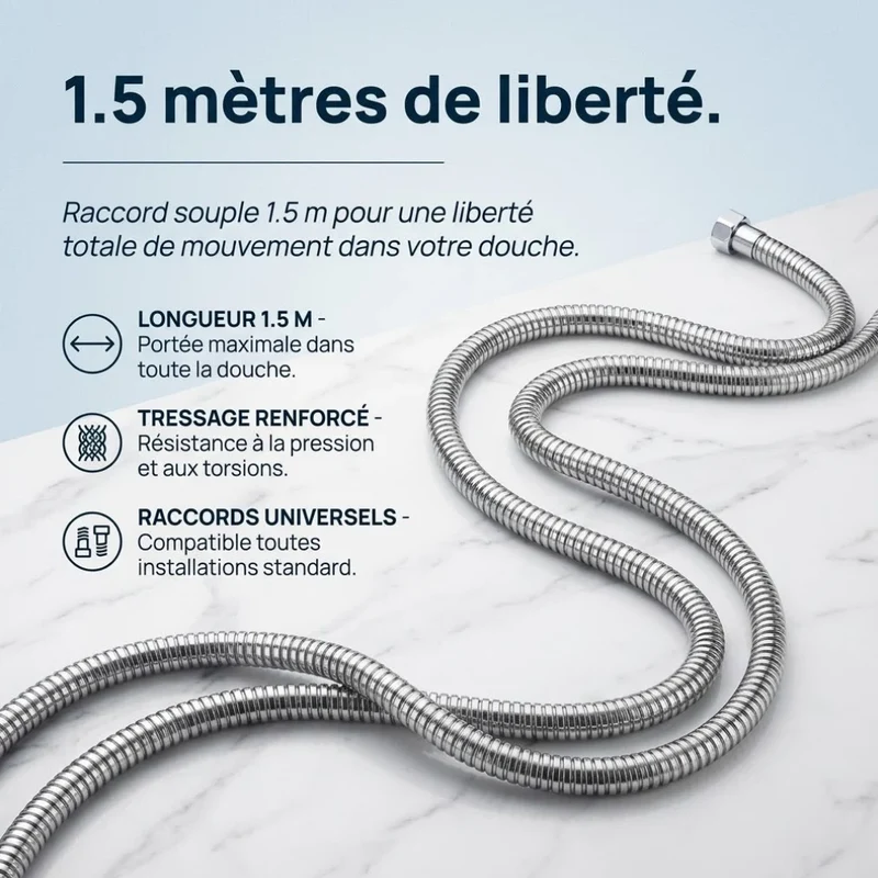 Raccord de douche universel 1.5m flexible