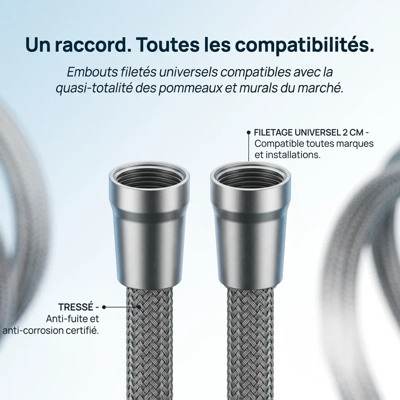 Raccord de douche tressé universel 1.5/2m