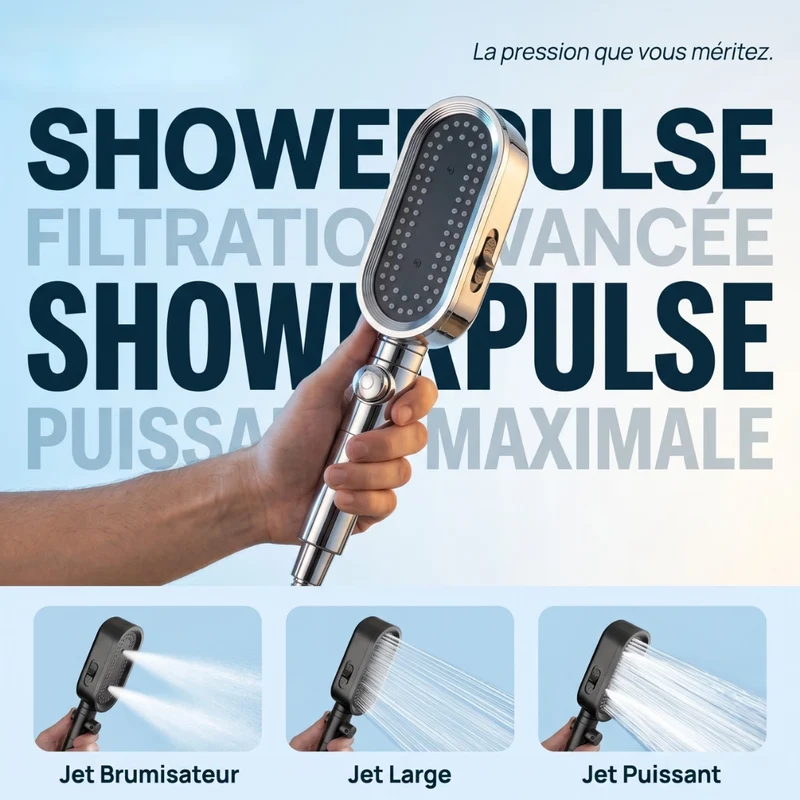 Pommeau de douche anti calcaire à filtre