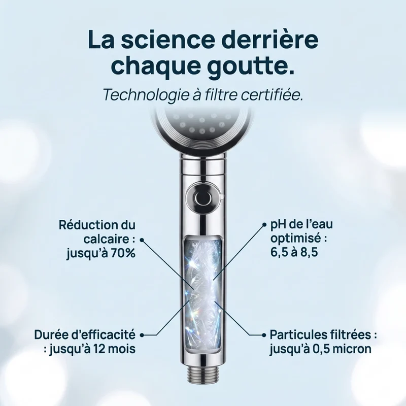 Pommeau de douche anti calcaire à filtre