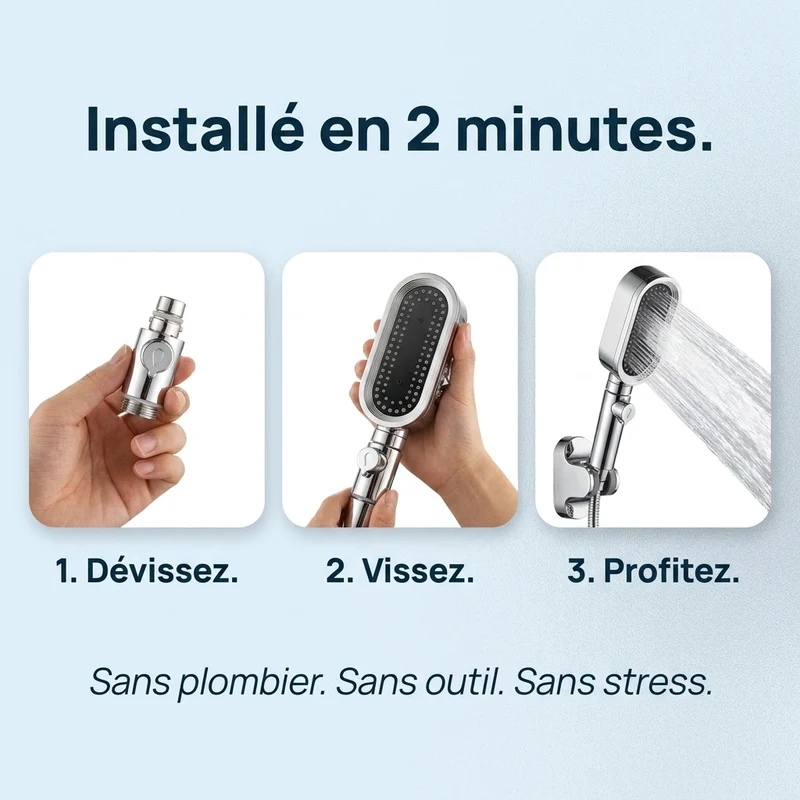 Pommeau de douche anti calcaire à filtre