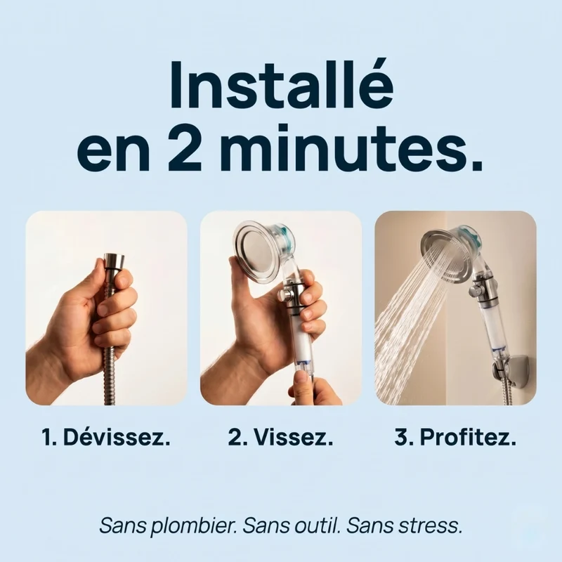 Pommeau de douche hélice anti calcaire à filtre