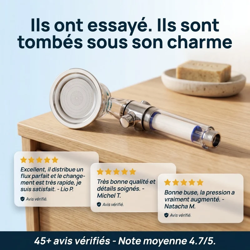 Pommeau de douche hélice anti calcaire à filtre