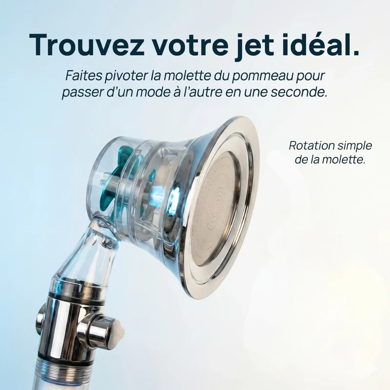Pommeau de douche hélice anti calcaire à filtre