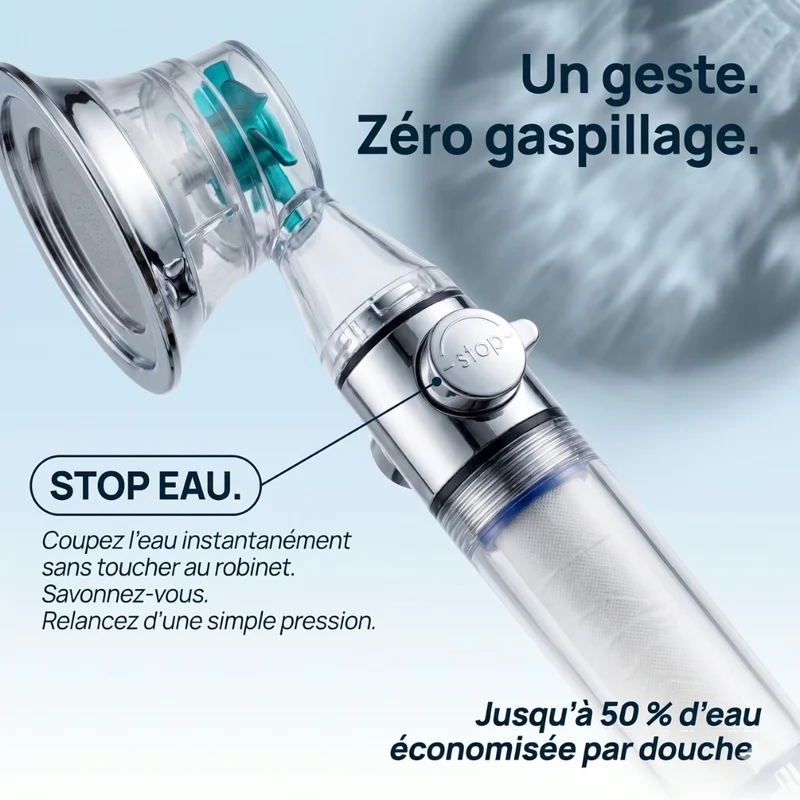 Pommeau de douche hélice anti calcaire à filtre