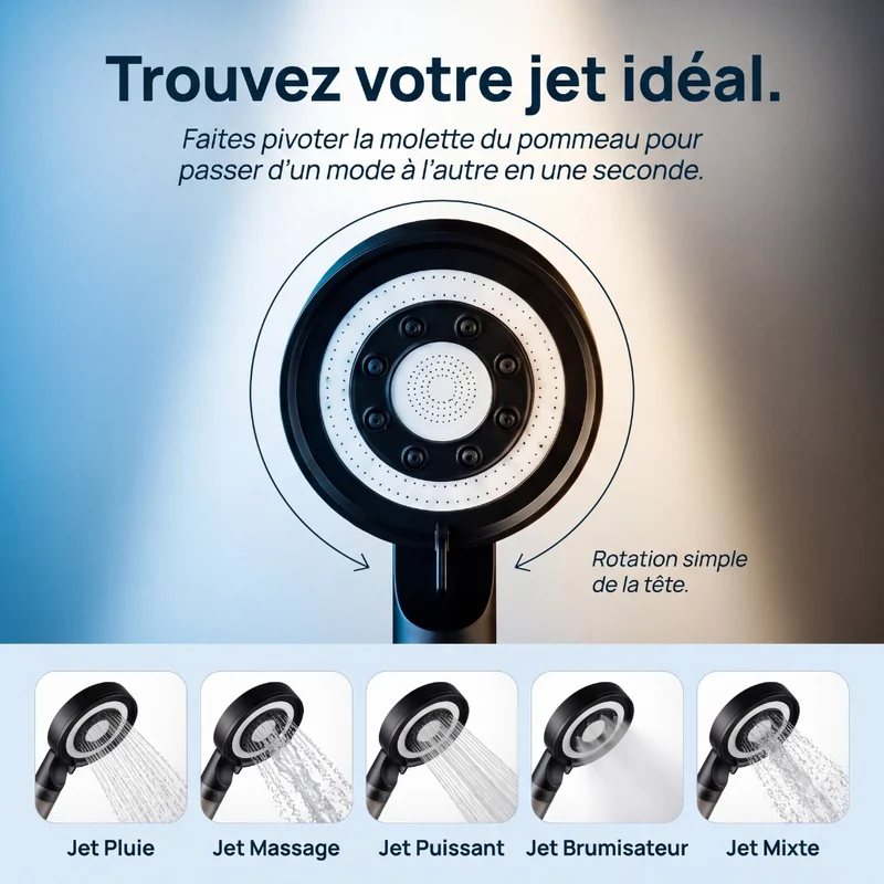 Pommeau de douche anti calcaire haute pression