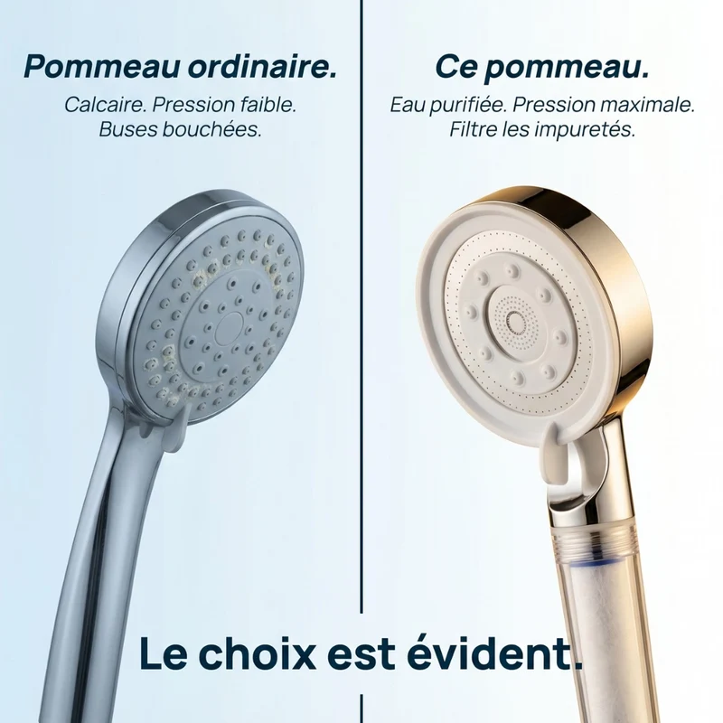 Pommeau de douche anti calcaire haute pression