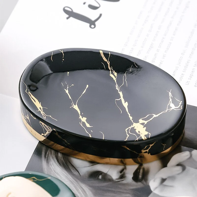 Porte savon ovale brillant imitation marbre