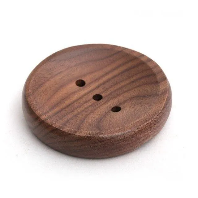 Porte savon bois brun rond