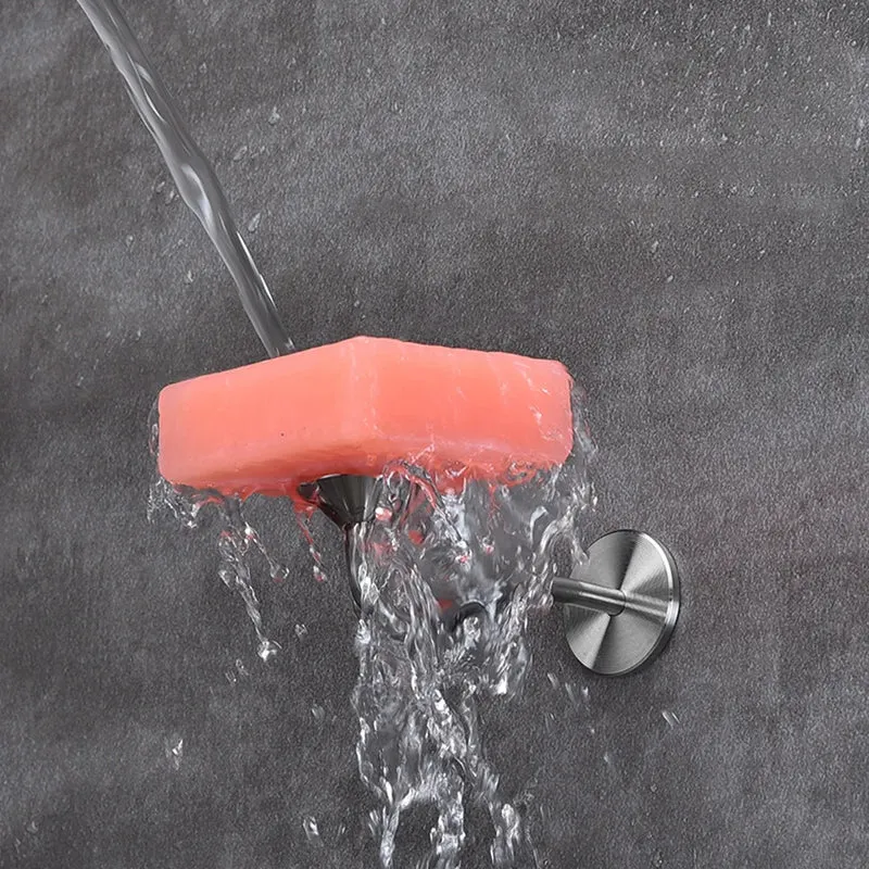 Porte savon aimanté gris avec bras en métal
