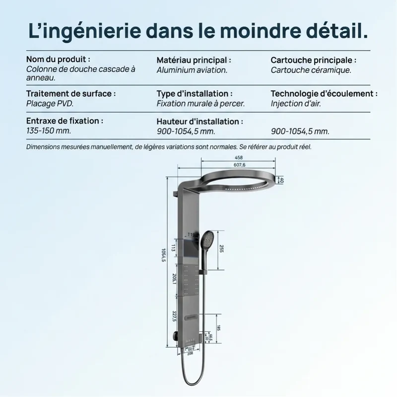 Colonne de Douche Argent - Pluie Céleste & Affichage Digital