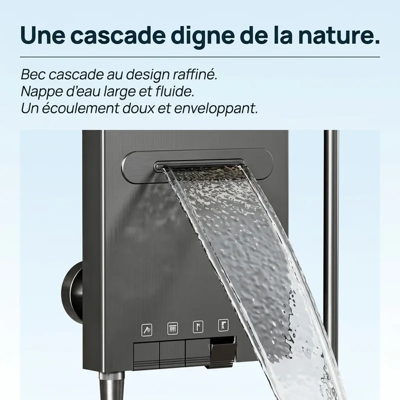 Colonne de Douche Argent - Pluie Céleste & Affichage Digital
