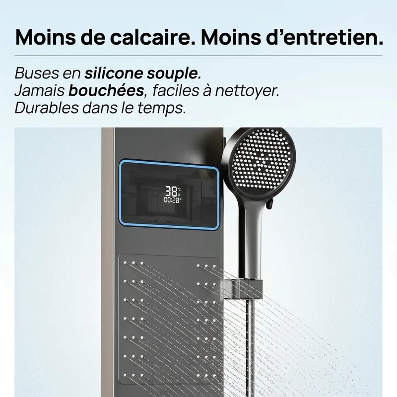 Colonne de Douche Argent - Pluie Céleste & Affichage Digital