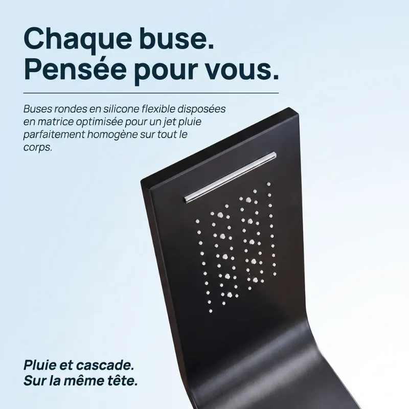 Colonne de Douche Noire LED - Mitigeur & Jets Hydromassants