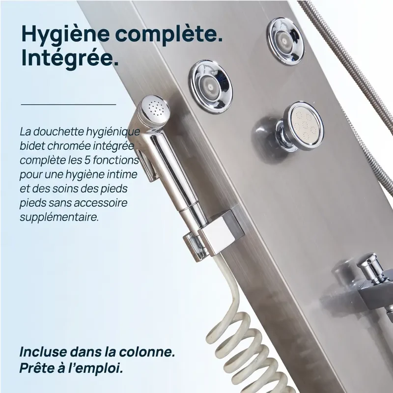 Colonne de Douche Hydromassante Inox - Mitigeur 6 Fonctions