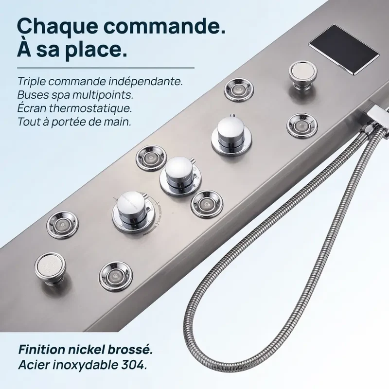 Colonne de Douche Hydromassante Inox - Mitigeur 6 Fonctions