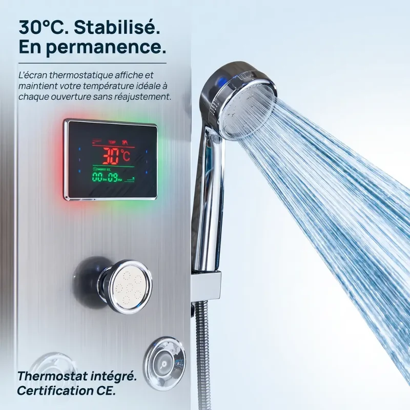 Colonne de Douche Hydromassante Inox - Mitigeur 6 Fonctions