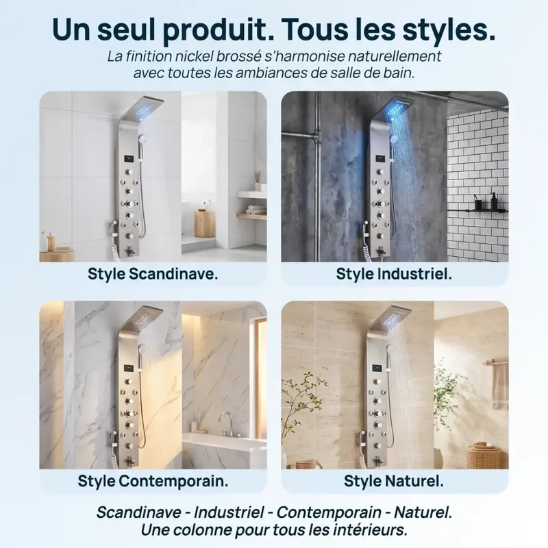 Colonne de Douche Hydromassante Inox - Mitigeur 6 Fonctions