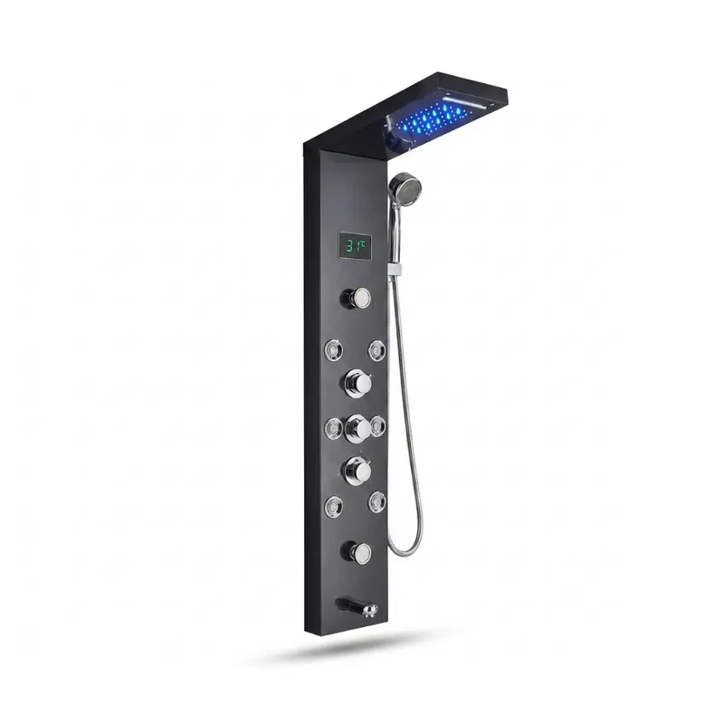 Colonne de Douche Thermostatique Noire - Jet Pluie & Cascade