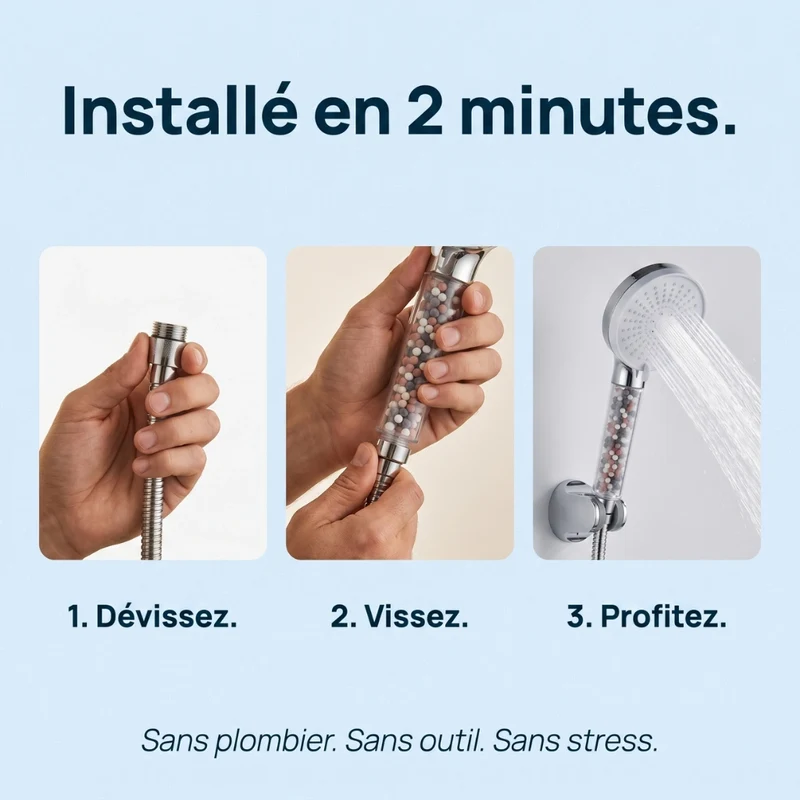 Pommeau de douche anti calcaire à billes 5 modes