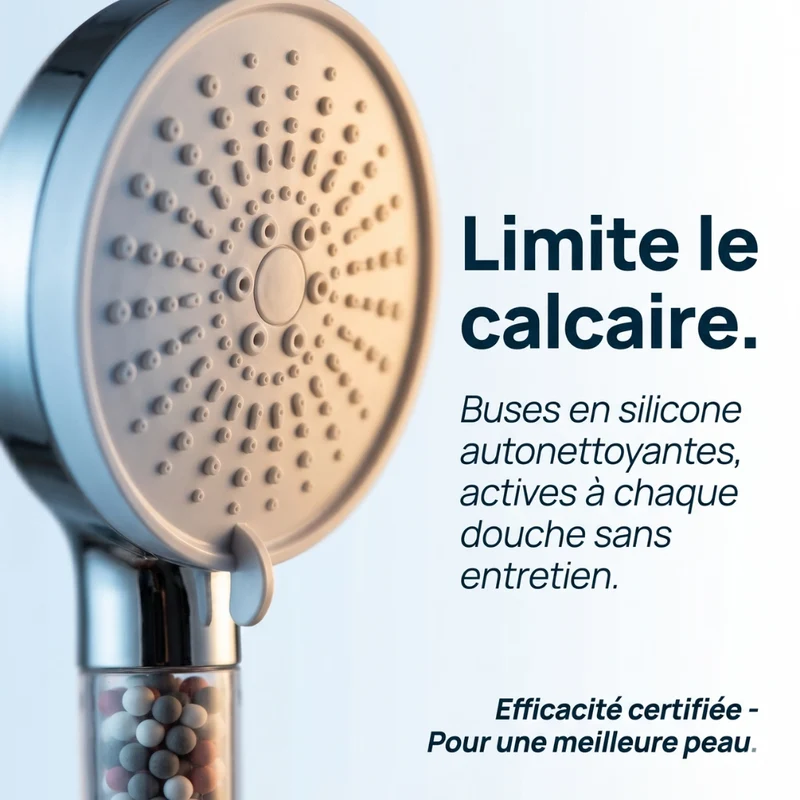 Pommeau de douche anti calcaire à billes 5 modes