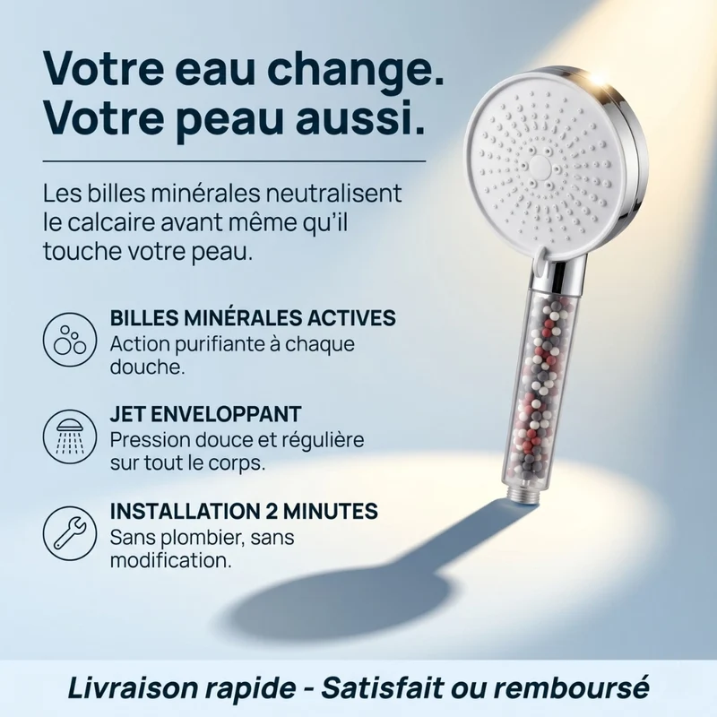 Pommeau de douche anti calcaire à billes 5 modes