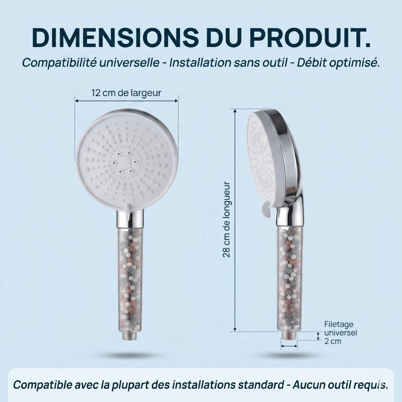 Pommeau de douche anti calcaire à billes 5 modes